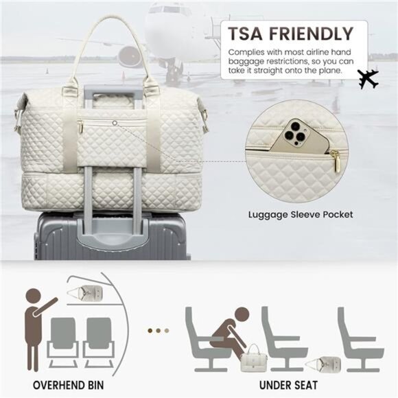 LOVEVOOK Travel Duffle Bag,Weekender Bags for Women with Shoe Compartment - Picture 4 of 7